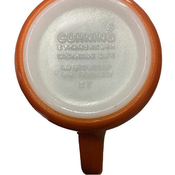 Pyrex Corning Coffee Mug Cup Burnt Orange Rust Milk Glass D Handle Cinnamon - Picture 4 of 5